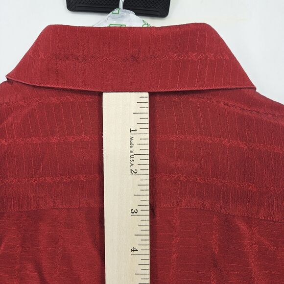 Pancaldi & B Mens‎ 16.5 42 Shirt 100% Silk Red Button Up Long Sleeve Made Italy - Picture 6 of 13